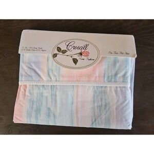 Croscil Brush Strokes Twin Flat Sheet 200TC Cotton Blend No Iron Percale Vintage